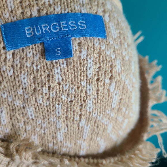 Burgess cotton cashmere knit sweater luxury size small neutral preppy mockneck - Picture 6 of 6